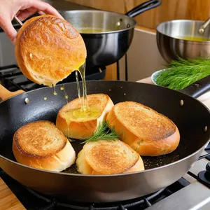 Рецепт Горячие канапе с устрицами и лимонным соусом - Обжарка багета