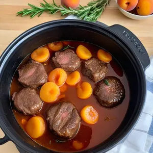 Рецепт Говядина, томлёная с абрикосами и розмарином - Тушение с абрикосами и розмарином