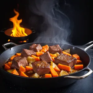 Рецепт Говядина, томлёная с айсбергом и эстрагоном - Обжарка мяса и овощей