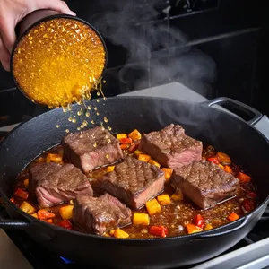Рецепт Говядина, томлёная с барбарисом и розмарином - Обжаривание мяса