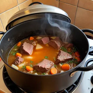 Рецепт Говядина, томлёная с киви и имбирём - Томление блюда