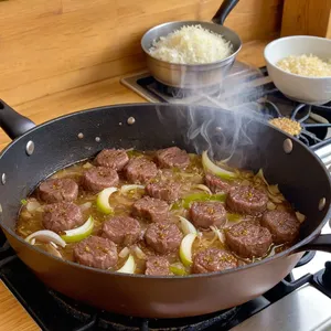 Рецепт Говядина, томлёная с мандаринами и мускатным орехом - Добавление овощей и специй