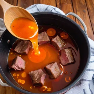 Рецепт Говядина, томлёная с облепихой и розмарином - Тушение