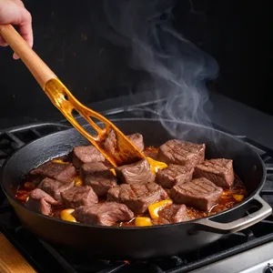 Рецепт Говядина, томлёная с персиками и розмарином - Обжарка говядины