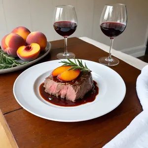 Рецепт Говядина, томлёная с персиками и розмарином - Подача