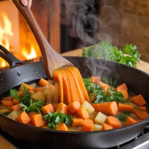 Рецепт Говяжий бульон с кореньями и чесноком - Обжарка кореньев