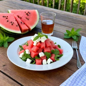 Рецепт Греческий салат с арбузом и фетой - Подача