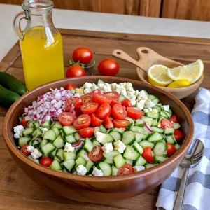 Рецепт Греческий салат с фейхоа и кешью - Сборка салата