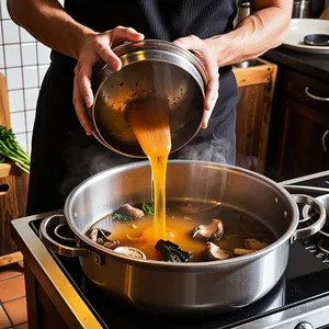Рецепт Грибной бульон с белыми грибами и кориандром - Процеживание и завершение