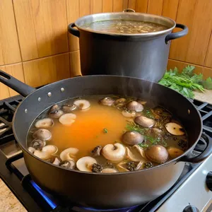 Рецепт Грибной бульон с опятами и зеленым луком - Приготовление бульона