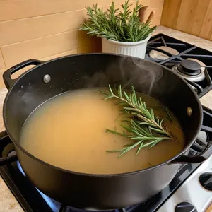 Рецепт Грибной бульон с шампиньонами и розмарином - Варка бульона