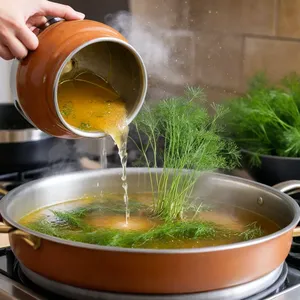 Рецепт Грибной бульон с вешенками и укропом - Добавление укропа