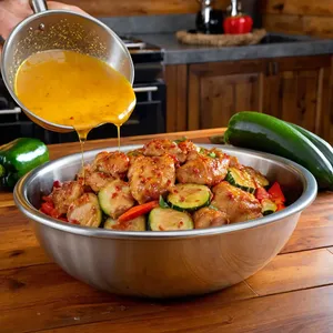 Рецепт Гриль-ассорти с медово-горчичной глазурью - Маринование мяса и овощей