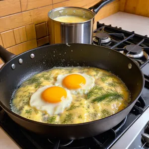 Рецепт Яичные бризы с копченым сыром и грушевым конфитюром - Обжарка бризов