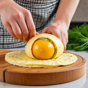 Рецепт Яичные бризы с осетриной и шафрановым соусом - Формирование бризов