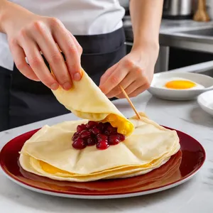 Рецепт Яичные конвертики с утиной грудкой и вишневым соусом - Формирование конвертиков