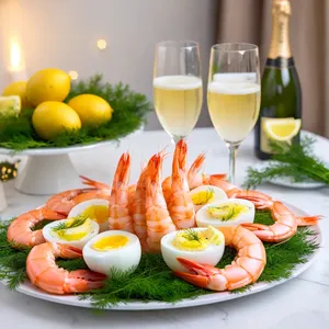 Рецепт Яичные корзинки с креветками и икорным кремом - Подача
