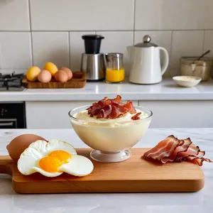Рецепт Яичные розы с трюфельным муссом и хрустящим беконом - Подготовка ингредиентов