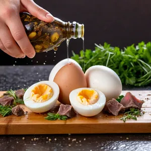 Рецепт Яичные шары с перепелкой и трюфельным маслом - Подготовка ингредиентов