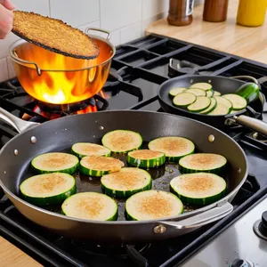 Рецепт Яичный салат с авокадо и жареными кабачками - Жарка кабачков