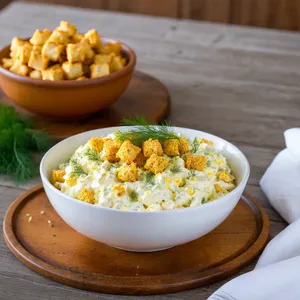 Рецепт Яичный салат с копченой курицей и хрустящими сухариками - Финальное украшение