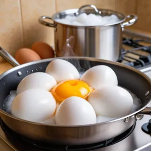 Рецепт Яичный салат с печеными перцами и зеленым луком - Варка яиц