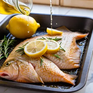 Рецепт Камбала с лимонно-чесночным маслом и розмарином - Фаршировка и подготовка к запеканию
