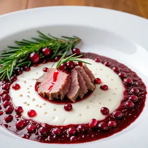 Рецепт Карпаччо из кабана с можжевеловым соусом и клюквой - Сборка и сервировка блюда
