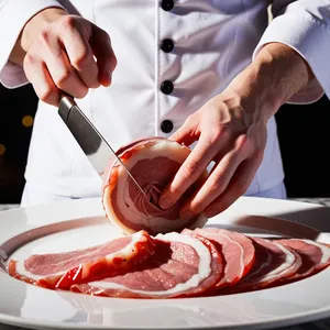Рецепт Карпаччо из кролика с гранатовым соусом и фисташками - Нарезка карпаччо