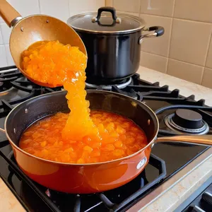 Рецепт Карпаччо из страуса с апельсиновым конфитюром и кунжутом - Приготовление апельсинового конфитюра