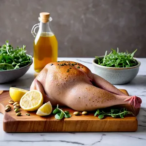 Рецепт Карпаччо из цесарки с гранатовым соусом и фисташками - Подготовка ингредиентов