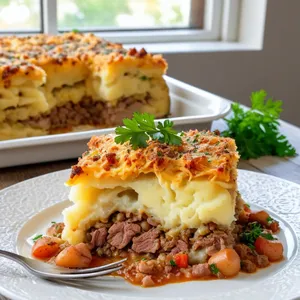 Рецепт Картофельная запеканка с мясным фаршем и сыром - Подача