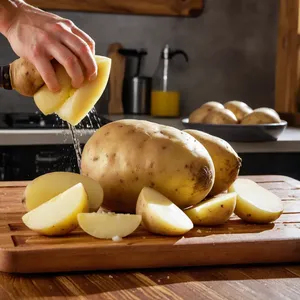 Рецепт Картофельное пюре с грибами и жареным луком - Подготовка картофеля