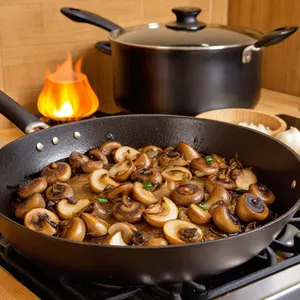 Рецепт Картофельное пюре с грибами и жареным луком - Приготовление грибов и лука