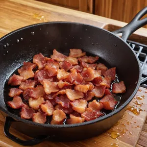 Рецепт Картофельное пюре с карамелизированным луком и беконом - Приготовление бекона