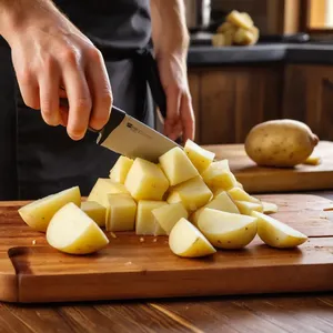 Рецепт Картофельное пюре с обжаренными артишоками и лимонным соком - Подготовка картофеля