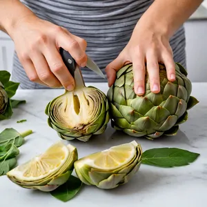 Рецепт Картофельное пюре с обжаренными артишоками и лимонным соком - Подготовка артишоков
