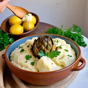 Рецепт Картофельное пюре с обжаренными артишоками и лимонным соком - Соединение компонентов