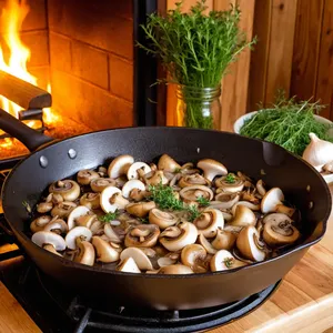 Рецепт Картофельное пюре с обжаренными белыми грибами и тимьяном - Подготовка грибов и лука