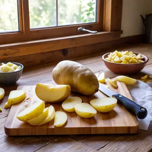 Рецепт Картофельное пюре с обжаренными лисичками и чесночным маслом - Подготовка картофеля