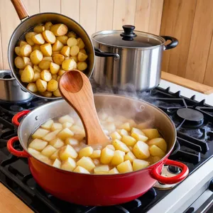 Рецепт Картофельное пюре с печеными баклажанами и чесночным соусом - Варка картофеля