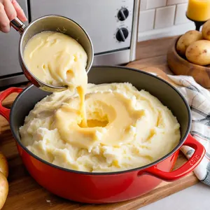 Рецепт Картофельное пюре с печеными баклажанами и чесночным соусом - Приготовление пюре