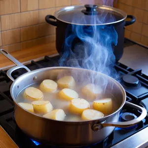 Рецепт Картофельное пюре с печеными томатами и базиликом - Варка картофеля