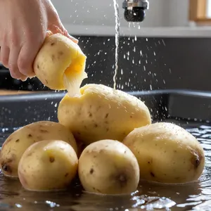Рецепт Картофельное пюре с сыром и шпинатом - Подготовка картофеля