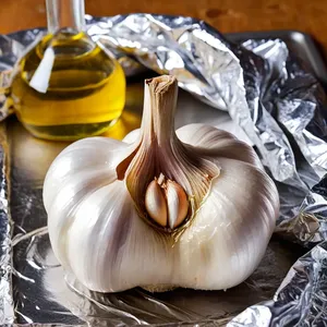 Рецепт Картофельное пюре с запеченным чесноком и зеленью - Подготовка чеснока