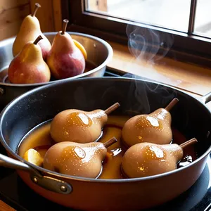 Рецепт Картофельное пюре с жареными грушами и голубым сыром - Карамелизация груш