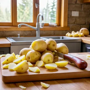 Рецепт Картофельное пюре с жареными кабачками и розмарином - Подготовка картофеля
