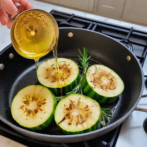 Рецепт Картофельное пюре с жареными кабачками и розмарином - Приготовление кабачков