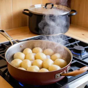 Рецепт Картофельное пюре с жареными опятами и сливочным соусом - Варка картофеля