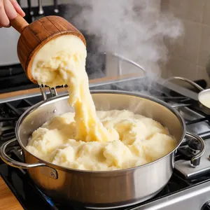 Рецепт Картофельное пюре с жареными опятами и сливочным соусом - Приготовление пюре